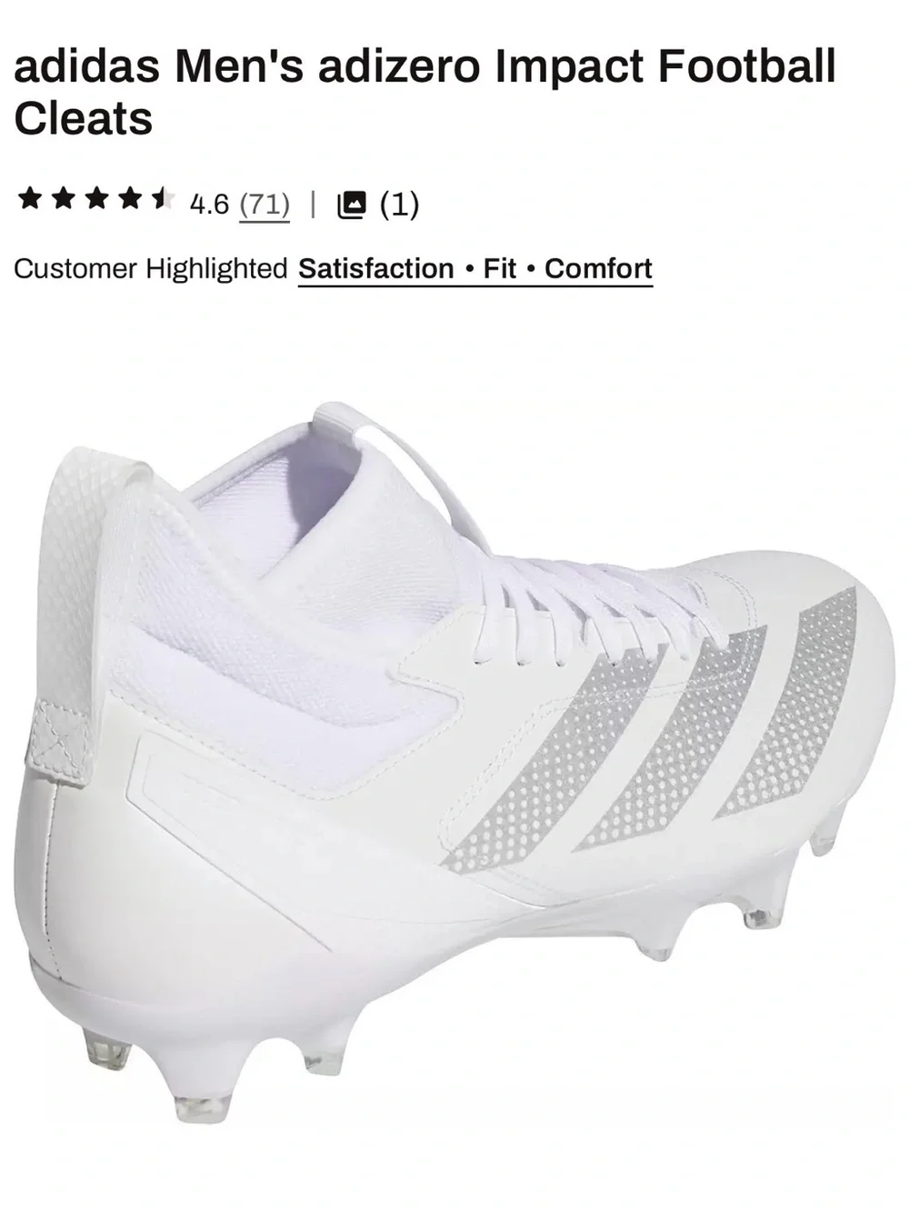 adidas White Football Cleats with white Stripes